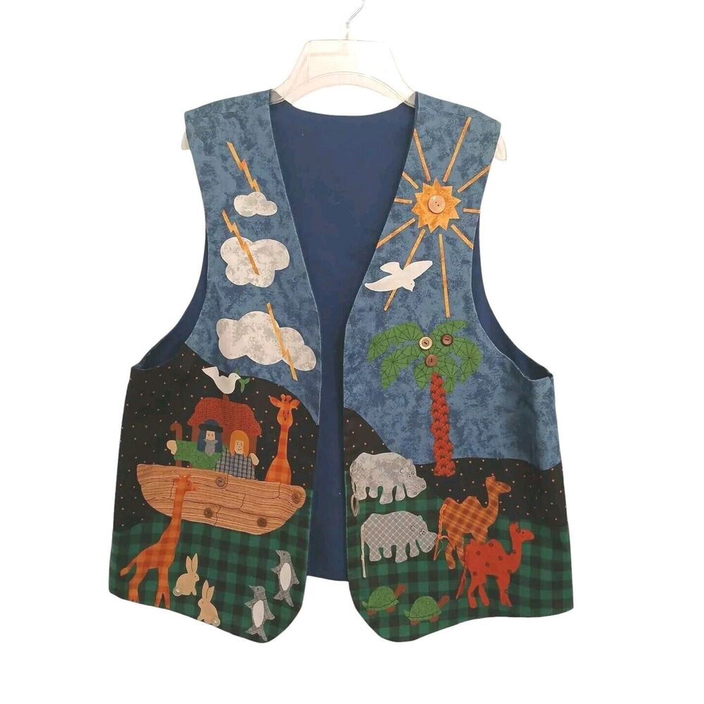 BIBLE Study TEACHER Noahs Ark Vest One Sz XL Handmade Handcrafted Granny Church